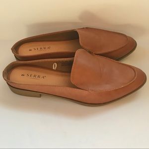 Serra Light Brown Faux Leather Slip On Mules